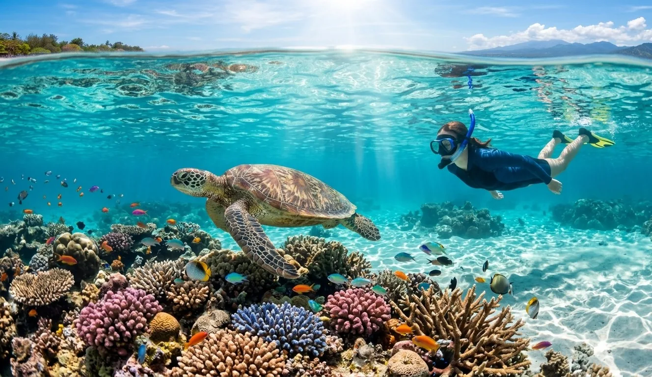 Nadar con tortugas en las Gili