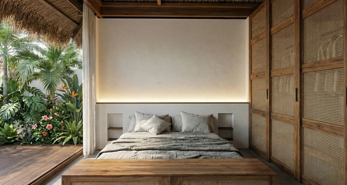 Villa Dali Loft: dormitorio principal con luz natural (render del proyecto)