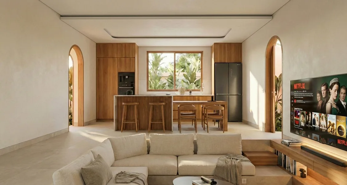 Villa Dream: piscina privada y zona de relax (render del proyecto)
